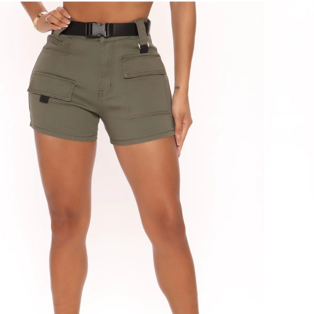 Cargo belted shorts - olive - Picture 3 of 3